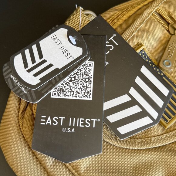 Tactical Sling Crossbody Bag With American Flag Patch & Adjustable Strap - East/ - Picture 11 of 14